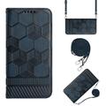 Allytech Wallet Case For Samsung Galaxy S21 FE Luxury Cute Soccer Ball Pattern PU Leather Flip Card Holder Shockproof with Adjustable Detachable Strap Cover.For Samsung Galaxy S21 FE Darkblue