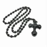 Black Obsidian Stone Cross Necklace Jewelry For Men Womens Pendants Amulet Gifts D0K5