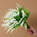12pcs Artificial Flowers Faux Lily of The Valley White Wind Chime Orchid Bouquet for Wedding Home Party Garden Indoor Outdoor Decor