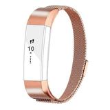 For Fitbit Alta Bands Alta HR Bands Replacement Accessories Milanese Loop Stainless Steel Metal Bracelet Strap with Magnet Lock for Fitbit Alta HR Wristband-Rosegold