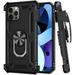 Military Grade Finger Loop Case with Belt Clip Holster for iPhone 14 Pro Max - Black