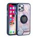 For Apple iPhone 14 (6.1 ) Unique Marble Design with Magnetic Ring Kickstand Holder Hybrid TPU Hard PC Shockproof Cover Xpm Phone Case [ Blue Pink ]