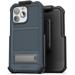 Encased Falcon Designed for iPhone 14 Pro Belt Clip Kickstand Case with Built-In Screen Protector Protective Full Body Case with Holster - Blue