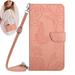 UUCOVERS for S-amsung Galaxy A03 Core Phone Case Cover PU Leather Embossed Flower Butterfly Hand Wrist Shoulder Strap Shockproof Flip Stand Folio Wallet Case for S-amsung A03 Core 6.5 Pink