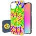 TalkingCase Slim Case for Apple iPhone 14 Pro Thin Gel Tpu Cover With Tempered Glass Screen Protector Tie Dye Smiley Face Print Light Weight Flexible Soft Anti-Scratch Printed in USA