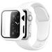 For Apple iWatch 41 2in1 Waterproof Skin-friendly Soft Silicone Screen Protector Bumper Case and Hoop Design Replacement Band White