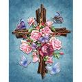DIY 5D Diamond Painting Kits for Adults Full Drill Rhinestone Embroidery Paint for Kids Home Wall Decor Cross Stitch Arts Number (Colorful Flowers Cross 13.3x17.3 inch)