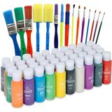 Kids Tempera Paint Set Value Pack Includes 40 Washable Non-Toxic Colorful Paints (2oz bottles) & 15 Brushes Metallic Neon Glow In The Dark Glitter Paints Hand Finger Paints Kids Paint For Arts & Crafts Fun Projects