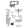 Yucurem Paper Cut Dies Silicone Dragonfly Flower Animal Seal Dragonfly Cuts Embossing Stencils Template(H6286+ST0516A1)