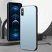 Allytech Compatible with iPhone Xs Case/iPhone X Metal Back Hybrid Case Slim Fit Shockproof Aluminum Alloy Brushed Back Silicone Bumper Protective Camera Protection Cover Blue