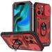 Decase Heavy Duty Rugged Hybird Shockproof Case with Slide Camera Lens Protection Magneitc Ring Holder Kickstand Military Grade Case for iPhone 12 Pro Max Red+Black