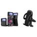 Bemz Accessories Bundle for Samsung Galaxy Z Flip 3 5G - Duo Shield Kickstand Slim Case (Violet Lotus Vines) Air Vent Car Mount Phone Carrying Holder