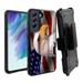 ANJ+ Rugged Dual Layer Hybrid Holster Kickstand Case w/ Card Slot + Tempered Glass Cover for Samsung Galaxy S21 FE 5G - American Eagle 3