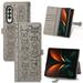 Galaxy Z Fold 4 5G Wallet Case PU Leather Protective Case Emboss Cat Folio Magnetic with Card Slots Holder Kickstand Flip Case for Samsung Galaxy Z Fold 4 5G 2022 Gray