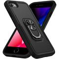 iPhone SE 2022 Case/iPhone SE 2020 Case/iPhone 8 Case/iPhone 7 Case with Ring Stand Dteck Heavy Duty Full Body Shockproof Case Support Car Mount Hybrid Bumper Silicone Hard Back Cover Black