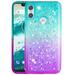 SOATUTO For Motorola One P30 Play Case Moto One P30 Play Glitter Case Sparkle Glitter Flowing Liquid Quicksand with Shiny Bling Diamond Women Girls Cute Case For Motorola One P30 Play - Green+Purple