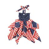 Baby Girls Independence Day Outfits Flag Stripe Stars Print Dress Summer Halter Suspender Dress