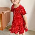 Lovebay Summer Kids Girls Red Polk Dot Pleated Dress Beach Wear Sundress for Toddler Little child