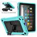 Dteck Case for All-New Kindle Fire HD 8 Tablet(10th Generation 2020 Release) & Fire HD 8 Plus Heavy Duty 3 in 1 Hybrid Rugged Shockproof Kickstand Case with Shoulder Strap Mint+Black