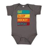 Inktastic Ice Hockey Eat Sleep Hockey Repeat Boys or Girls Baby Bodysuit