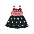 Jxzom Toddler Kids Girls 4th of July Dress Sleeveless Strap Little Girls American Flag Print Dress