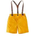 Styles I Love Toddler Little Boys Classic Cotton Chino Shorts with Stripe Suspenders for Everyday Casual Formal Wear and Special Occasions (Mustard 110/2-3 Years)