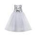 Little Girls Princess Dress Sleeveless Sequin Bowknot Layer Mesh Tulle Gown Formal Dress Lace Sundress Party Dress