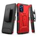 3-IN-1 Advanced Armor Hybrid Case with Belt Clip Holster for Motorola Moto G Stylus 4G 2022 - Red