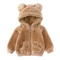 Juebong Kids Winter Coat Toddler Fleece Jacket Warm Cotton Baby Winter Outwear Kids Hooded Outerwear Thicken Warm Jackets For Boys Girls Gifts for 12-24Months Brown