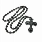 Black Obsidian Stone Cross Necklace Jewelry For Men Womens Pendants Amulet Gifts R1V3