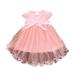 Fashion Infant Kids Baby Girl clothes Floral print Geometry round neck sleeveless cotton casual Princess Party Dresses Pink