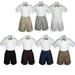 3pc Set Boy Toddler Formal Party Lime BowTie White Navy Black Khaki Shorts S-4T