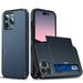 Suitable For iPhone14 Pro Mobile Phone Case Slide Card 2-in -1 Anti-fall Wallet Protective Cover Navy Blue