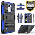 LG Stylo 2 Case LG Stylo 2 Plus Case LG Stylo 2 V Case [Combo Holster] Phone Cover Kickstand with[HD Screen Protector]And Holster Belt Clip And Stylus Pen For LG Stylus 2 / LG Stylus 2 Plus (Blue)