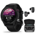 Garmin Forerunner 255S Music Smaller Unisex Adult GPS Running Smartwatch Black with Black EarBuds