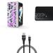 Accessory Bundle for Galaxy Z Fold 4: Slim Snap-On Case (Lavender Hummingbirds) Rear Camera Glass Protector Nylon Braided USB-C to USB-A Cable (3 Feet)