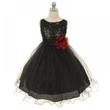 [BRAND CLEARANCE!!!] 3-10T Girl Sleeveless Sequins Formal Dress Princess Pageant Dresses Kids Prom Ball Gown for Wedding Party (Black)