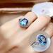 Apmemiss Wholesale Vintage Exquisite Ladies Ring Blue Zircon Ring Copper Ring Size 6-10