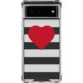Skinit Hearts Black And White Striped Heart Google Pixel 6a Clear Case