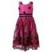 Little Girls Fuchsia Floral Embroidered Party Dress 3/4