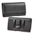 Luxmo Belt Holster Case for Samsung Galaxy S21+ Plus - Horizontal PU Leather Stitching Magnetic Phone Carrying Pouch - Black