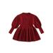 Calsunbaby Baby Toddler Infants Girls Autumn Winter Dress Solid Color Long Sleeve Round Neck Knitted Sweater Dress