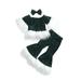 Jkerther Christmas Outfits Toddler Baby Girl Boy Pants Set Santa Claus Cosplay Clothes Long Sleeve Velvet Top+Flare Pants+Headband