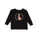 Inktastic Boho Girl With Guitar Bohemian Flower Wreath Girls Long Sleeve Toddler T-Shirt