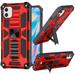 For iPhone 14 Pro (6.1 ) Heavy Duty Stand Hybrid Shockproof Rugged with Built-in Kickstand Fit Magnetic Car Mount Cover Xpm Phone Case [ Red ]