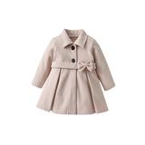 JYYYBF Toddler Baby Girls Woolen Trench Coat Long Sleeve Turn Down Collar Button Breast Mid-length Jacket Outwear Khaki 4-5 Years