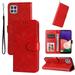 for Samsung Galaxy A22 5G Wallet Case Embossed Sunflower Premium PU Leather Folio Flip Kickstand Card Slots Wrist Strap Magnetic Phone Cover for Samsung Galaxy A22 5G 6.6 inch (Red)