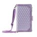 Dteck Zipper Wallet case for Samsung Galaxy Note 8 Argyle Pattern Leather case with Handstrap Crossbody Shoulder Strap Kickstand Card Slots Shockproof Case For Samsung Galaxy Note 8 Purple