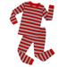 Elowel Pajama Set for Boys and Girls 2 Pack Sleepwear PJs 100% Cotton Red and Black Stripe Size 12