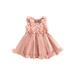 ZIYIXIN Toddler Baby Girls Princess Party Dress 3D Flower Petal High Waist Ball Gown Tulle Elegant Dresses Outfits Pink 18-24 Months